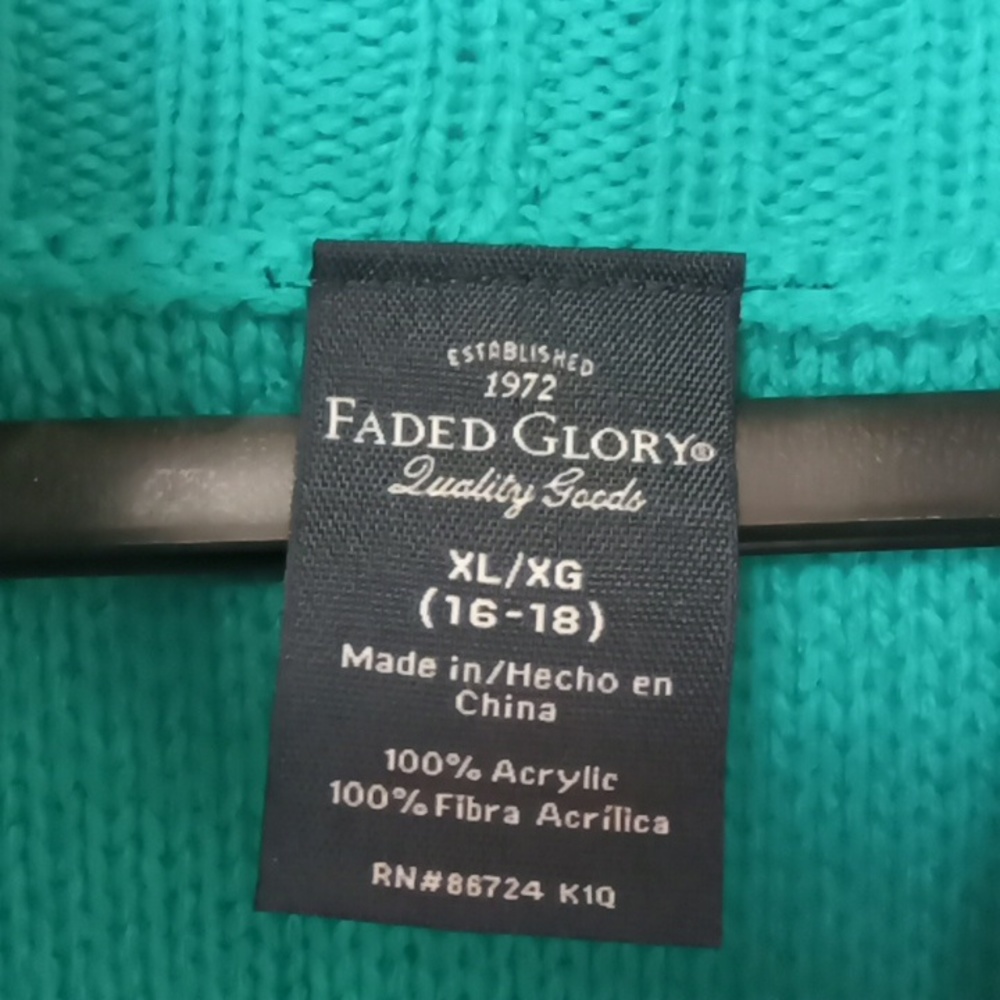 Faded Glory Stylish Green Cardigan XL - Picture 3 of 5